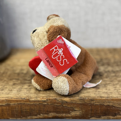 Russ Berrie Luv Pets Dog - Lance Bulldog Soft Toy With Hanging Hearts With Tags