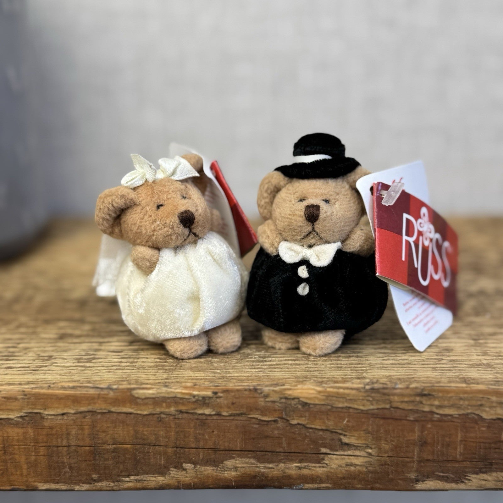 Russ Berrie Miniature Bride & Groom 3" - Tiny Wedding Gift Rare Vintage Retired 