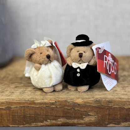 Russ Berrie Miniature Bride & Groom 3" - Tiny Wedding Gift Rare Vintage Retired 