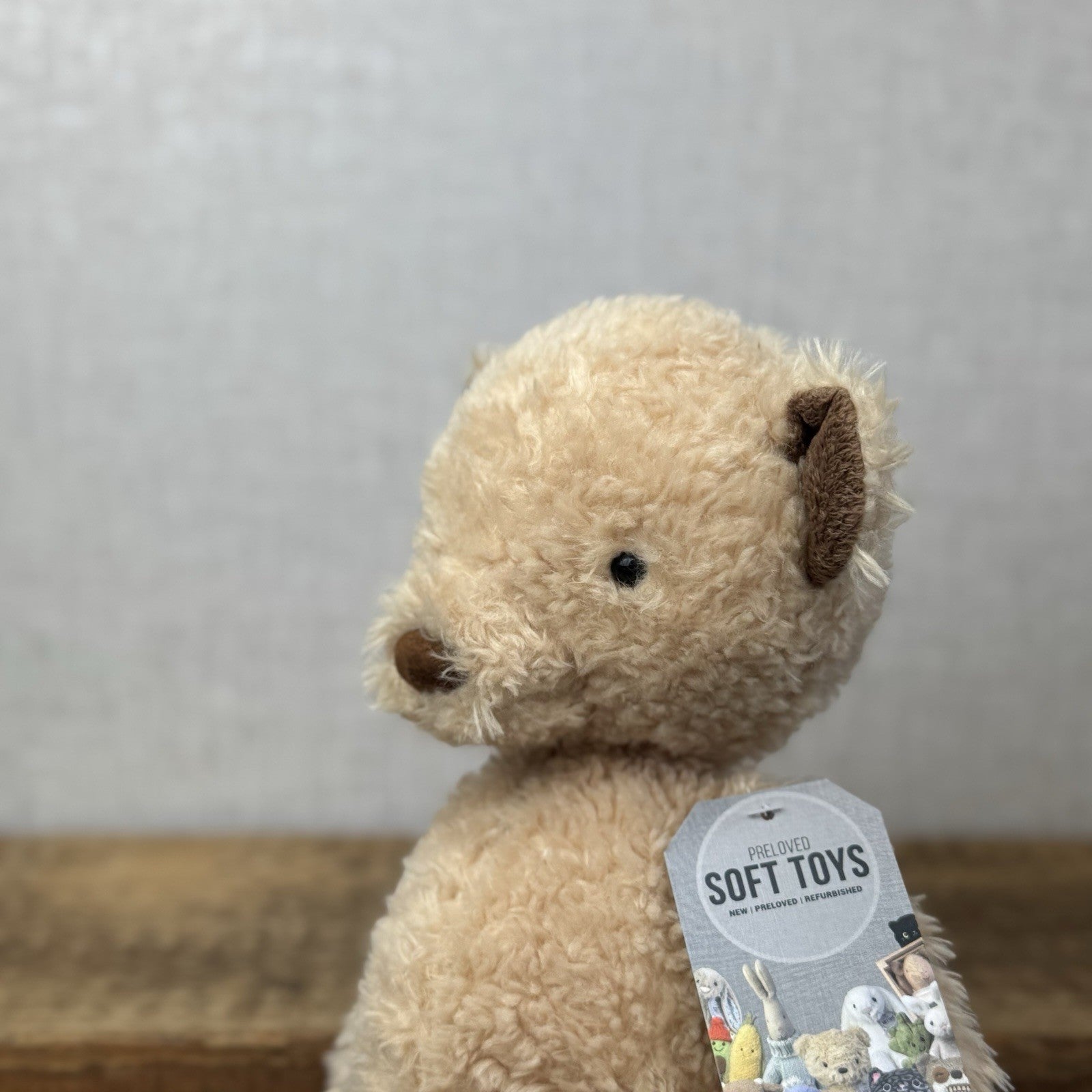 Jellycat Medium Vintage Bear - Vintage Light Brown Bear Beanie 12” Rare (#2)