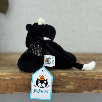 Jellycat Tubby Toes Cat - Vintage Black & White Cat Soft Toy Beanie Mini 4”