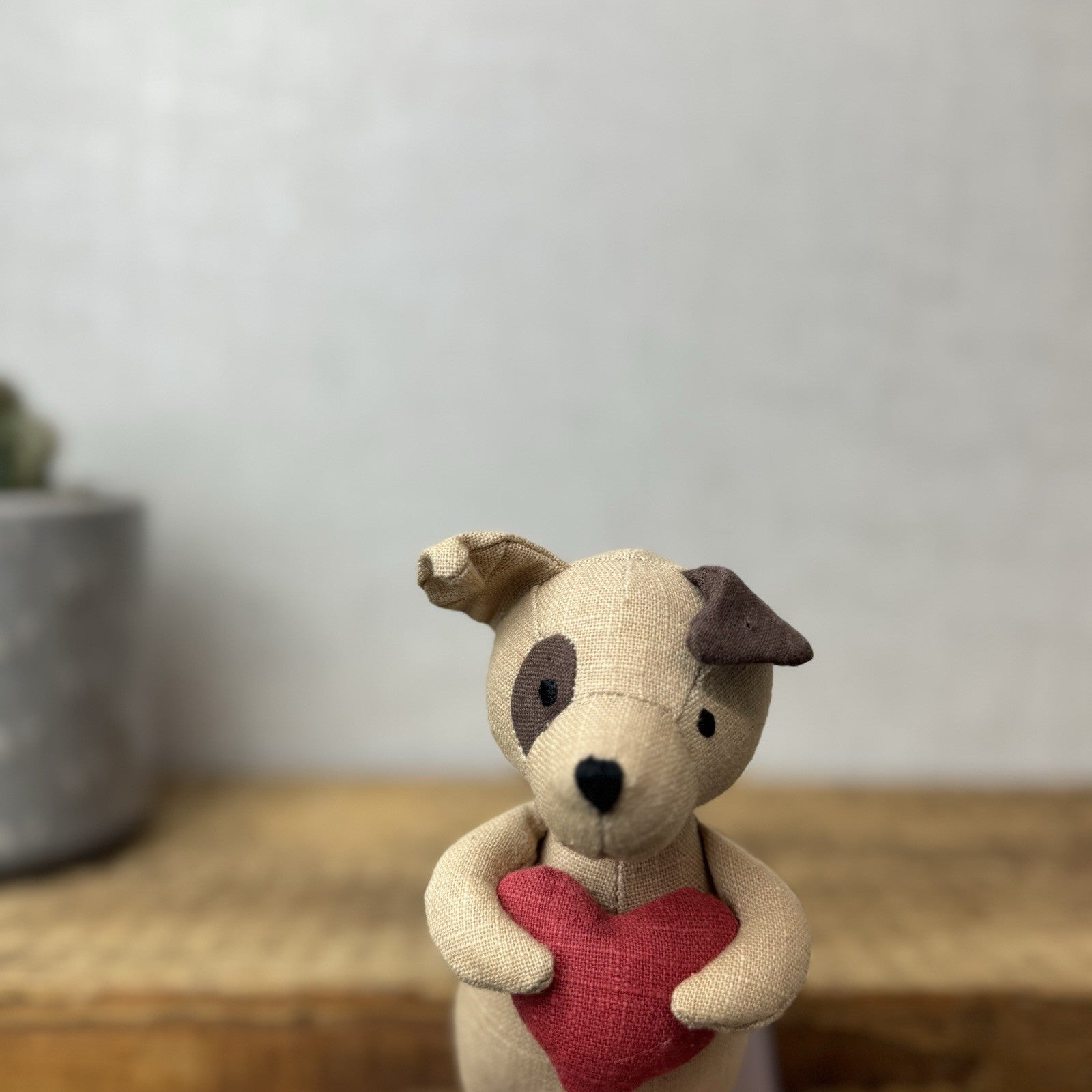 Jellycat Mini Messenger Puppy Dog - Dog Holding Heart Mini Linen Pup Retired 8"