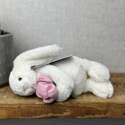 Jellycat Small Bashful Bunny Peony - Small Bunny With Pink Flower NWOT 8"