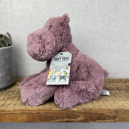 Jellycat Medium Huggady Hippo - Floppy Hippo  Purple Plush Soft Toy 10" (#2)