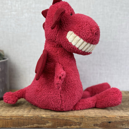 Jellycat Medium Toothy Dragon- Large Red Winged Dragon Smiling Rare Retired 16”