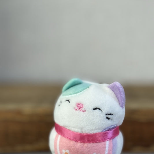 Squishmallow Squishville - Cora Cat Tiny White Squish Cat With Apron Mini 2”