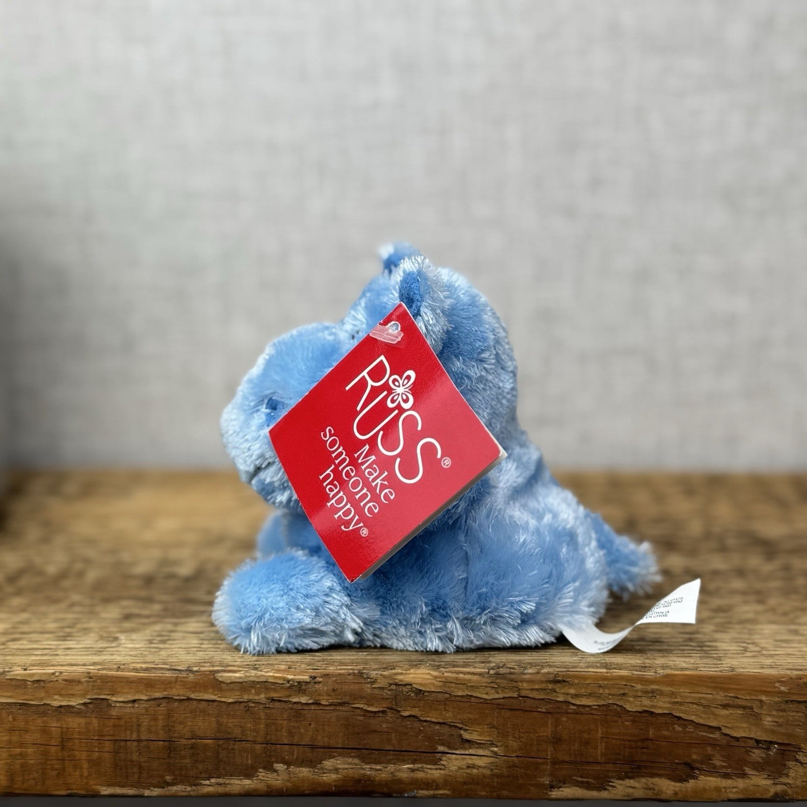 Russ Berrie Luvvies - Lauren Blue Hippo - Mini Beanie Pudding Soft Toy 4" NWT