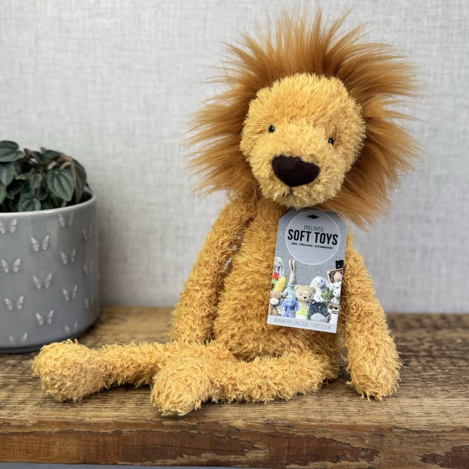 Jellycat Wild Thing Lion - Light Yellow Curly Long Legs Wild Cat Beanie Plush