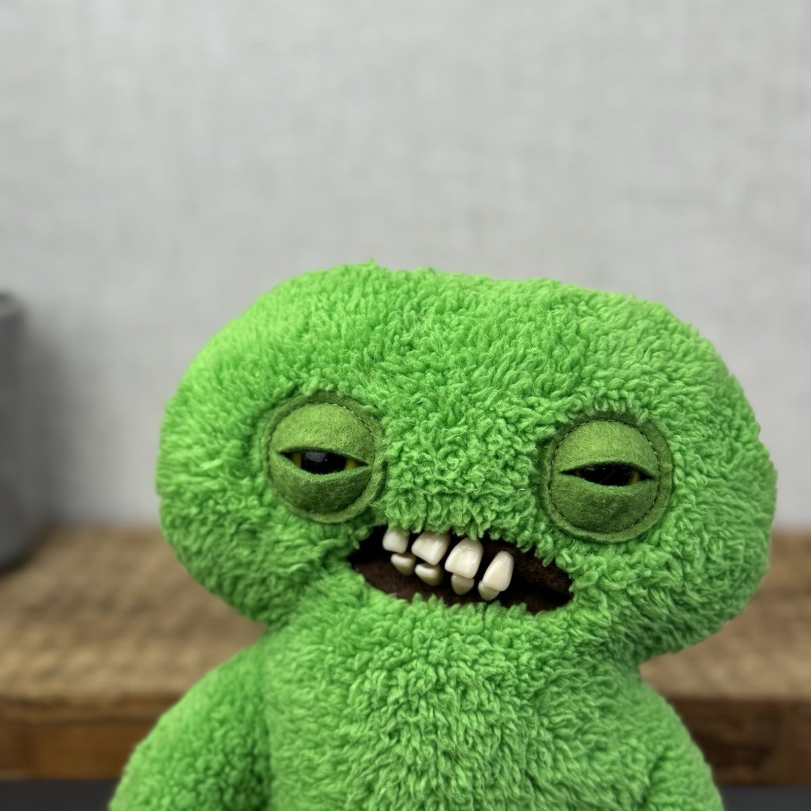 Fuggler Squidge Snuggler Bright Green Funny Ugly Monster Soft Toy Retired 