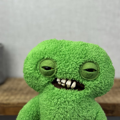 Fuggler Squidge Snuggler Bright Green Funny Ugly Monster Soft Toy Retired 