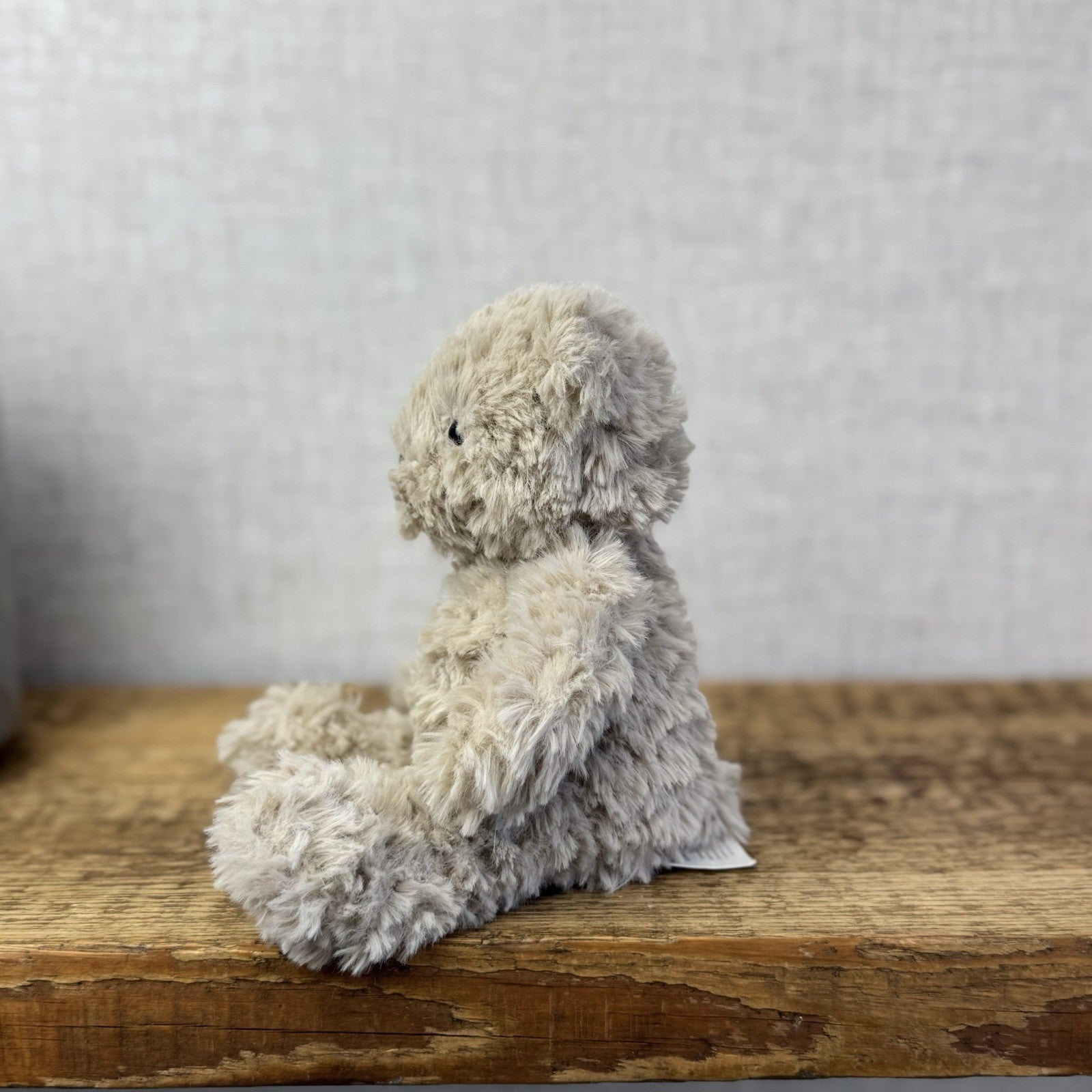 Jellycat Small Fletcher Bear - Retired Small Textured Light Grey Bear Beanie 7"