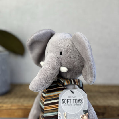 Jellycat My Little Friends Elephant - Striped Dungarees Soft Grey Retired Range