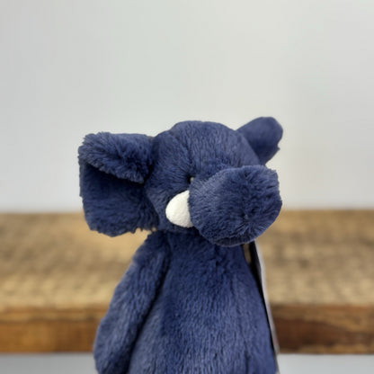 Jellycat Small Bashful Navy Elephant - Small Dark Blue Retired Elephant 8"