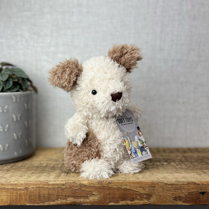 Jellycat Little Pup - Beige & Tan Small Curly Fur Puppy Beanie Toy Dog 7" (#2)