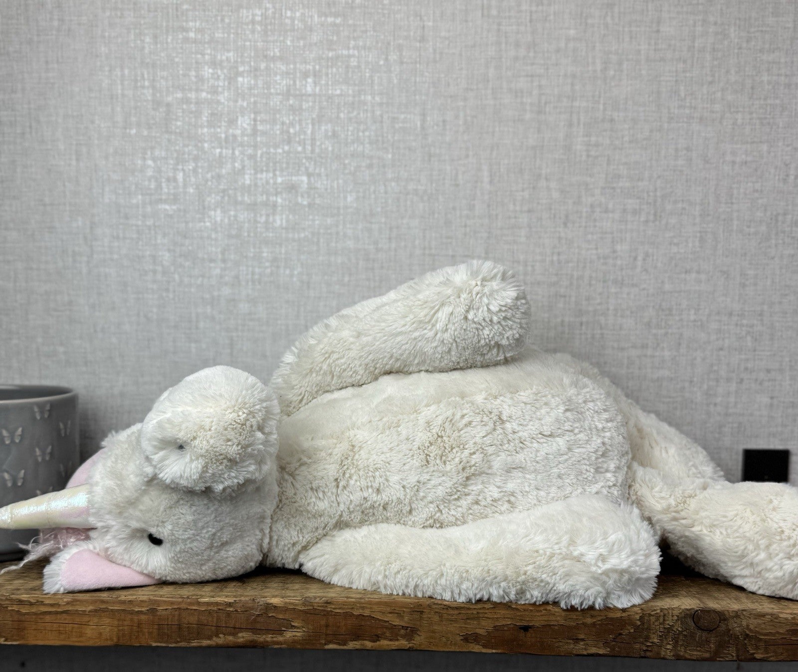 Jellycat Huge Bashful Unicorn - Huge White/Pink Retired Unicorn Soft Beanie 22"