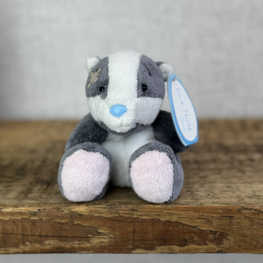 Blue Nose Friends Bracken Badger #25 - Small Grey/White Badger Soft Toy Beanie 