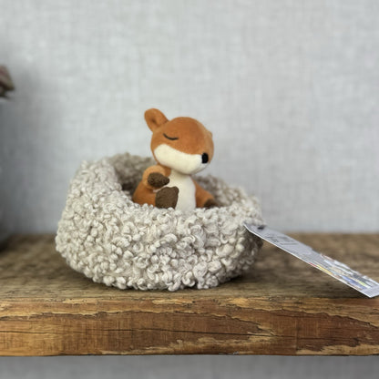 Jellycat Hibernating Fox - Tiny Fox In A Beanbag Nest Wildlife Plush Rare 5"