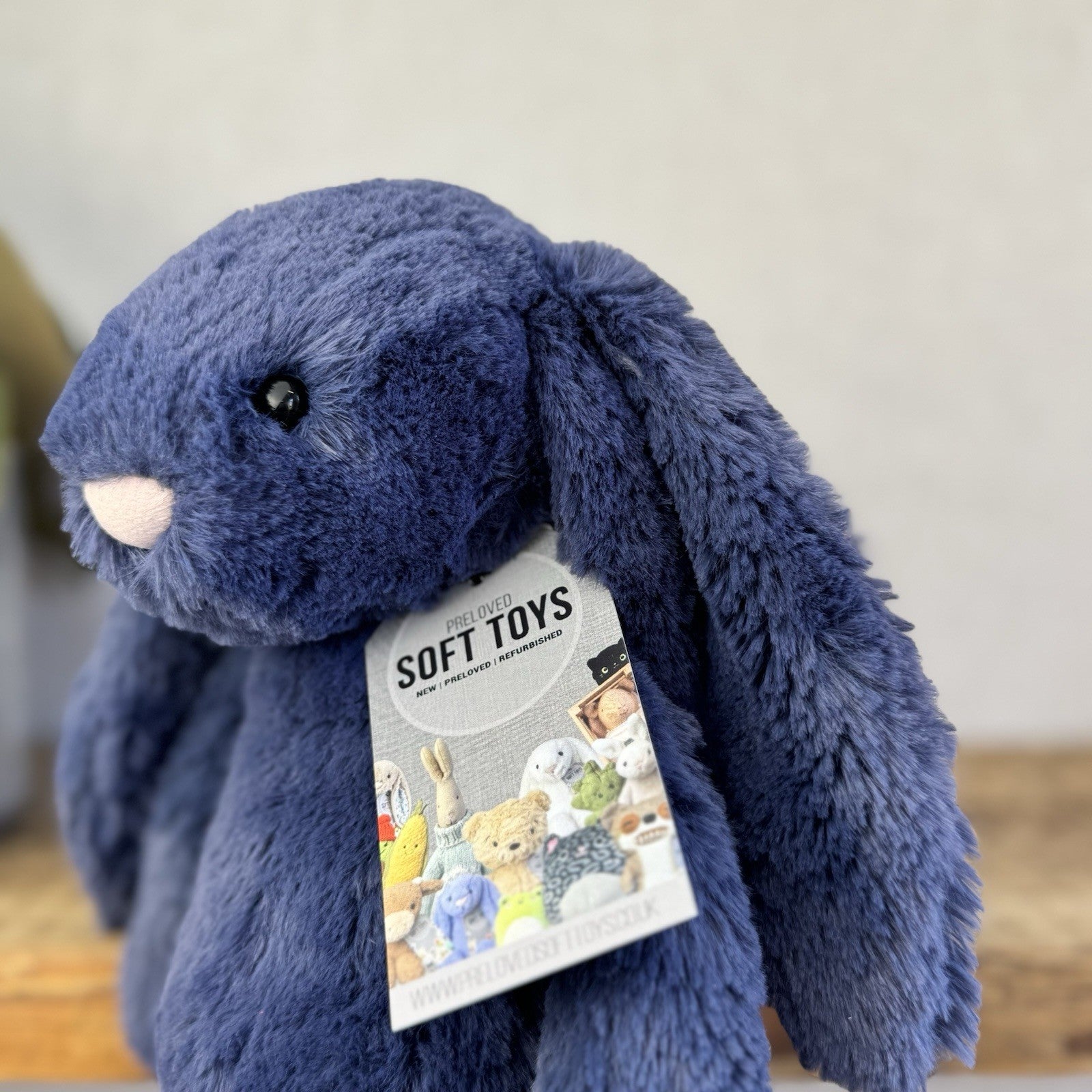 Jellycat Medium Navy Bashful Bunny - Jellycat Dark Blue Retired Rabbit 12” (#2)