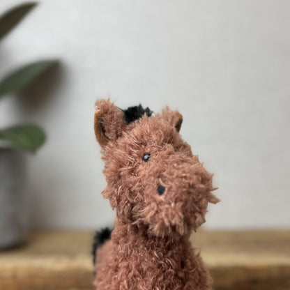 Jellycat Small Caffuffle Pony - Small Curly Hair Horse Brown Retired Rare New 7"
