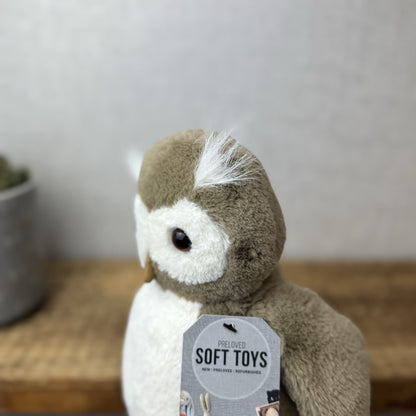 Jellycat Bashful Barn Owl - Medium Brown Owl Beanie Soft Toy Plush Bird 12”