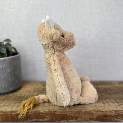 Jellycat Bashful Cow - Tan Golden Brown Cow Medium Soft Toy Retired 12"