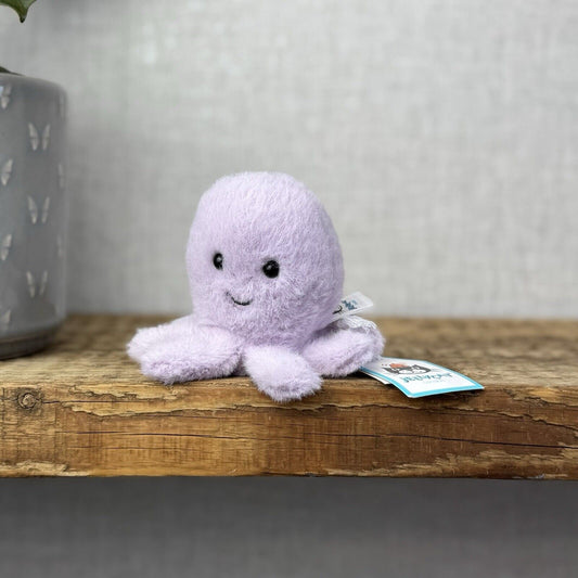 Jellycat Fluffy Octopus - Lilac Fluffy Octopus Plush Soft Toy - Pocket Pal 3"