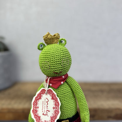 Maileg Knitted Frog Prince - Rare Retired Item 16-0026-00 New With Tags 9"