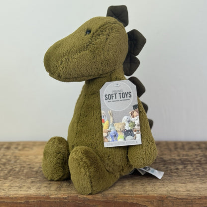 Jellycat Medium Bashful Dinosaur - Dark Green Beanie Dino Retired Rare 12”