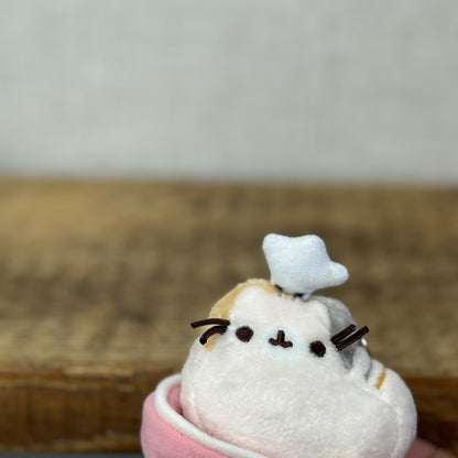 Gund Pusheen Cat - Places Cats Sits Keychain Series 3 - Baking Cat Pink Bowl