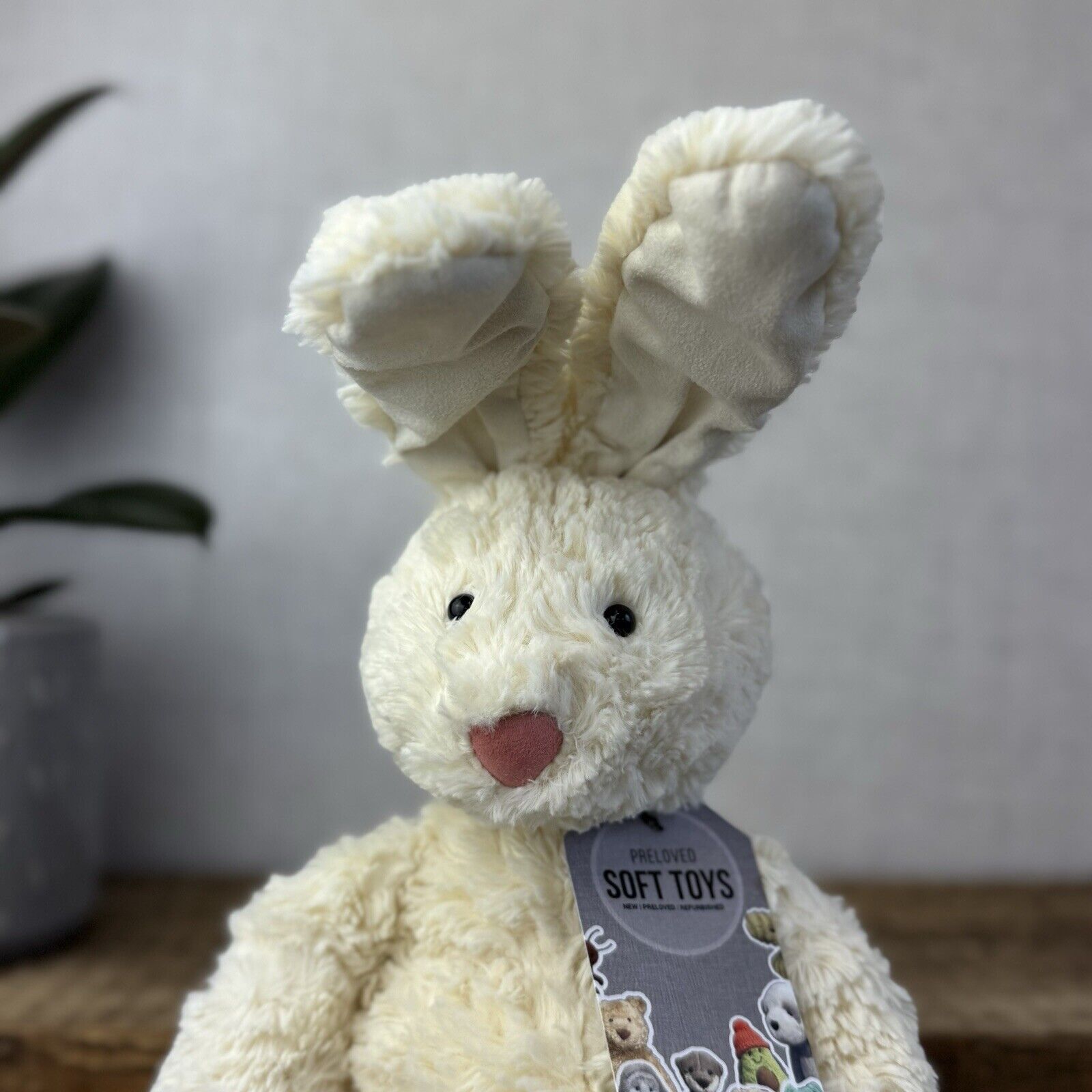 Jellycat Skiffle Bunny Rabbit - Cream Bunny Large Feet Standing Ears Vintage 12”