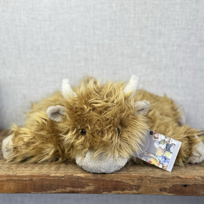 Jellycat Medium Truffles Highland Cow - Orange Fluffy Pillow Vintage Plush 14”