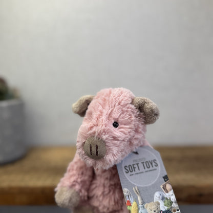 Jellycat Small Fuddles Pig - Pink Piglet Textured Beanie Retired Rare 8"