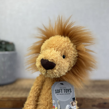 Jellycat Wild Thing Lion - Light Yellow Curly Long Legs Wild Cat Beanie Plush