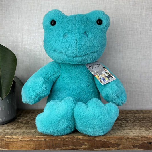 Build A Bear Teal Blue Hoppy Frog - All Blue BAB Frog Retired Collectible 17”