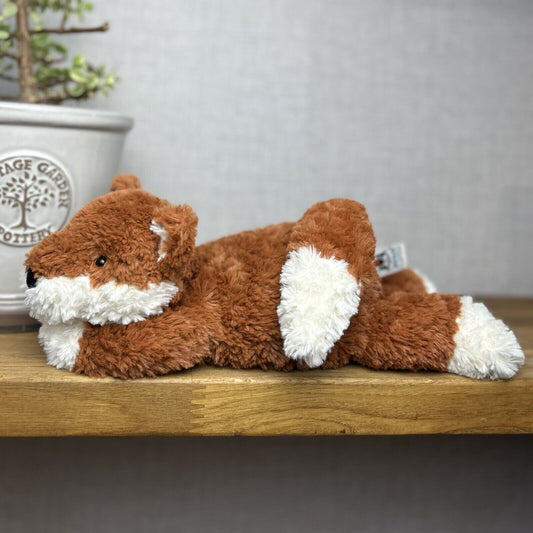 Jellycat Tumblie Fox - Laying Curly Fur Fox Plush Beanie - Lying Fox Medium 12"