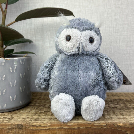 Jellycat Bashful Owl Forest Folk Oak Owl Retired Grey/Silver Woodland Owl 12"