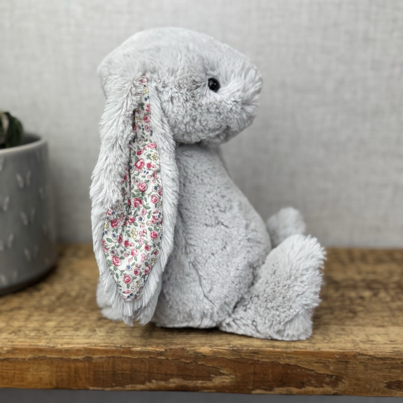 Jellycat Medium Silver Blossom Bunny - Grey Bunny Blossom Ears GreyTail 12"