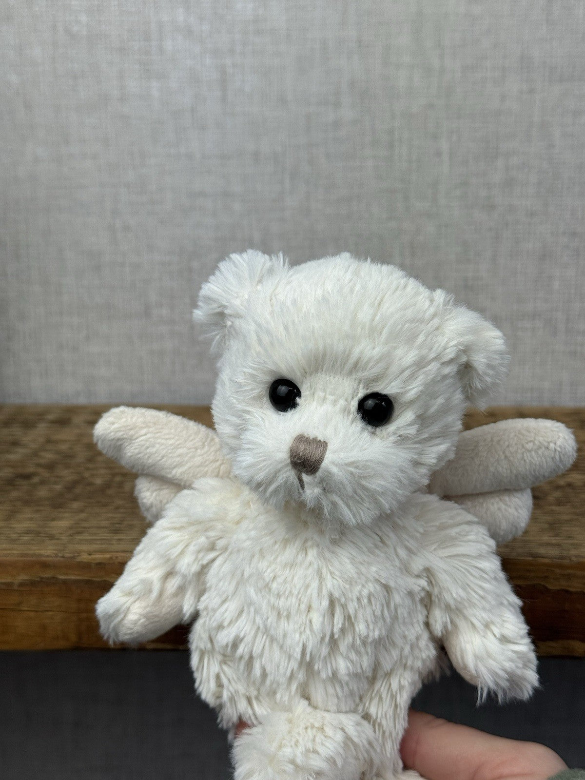 Bukowski Bears Angel Bear Kaitlyn (Removed labels) White Angel Beanie Bear 7"