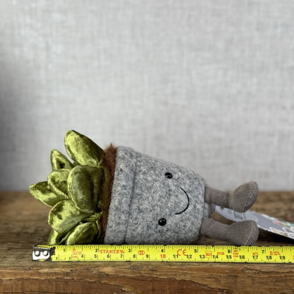 Jellycat Amuseable Silly Succulent Jade - Velour Green Small Potted Succulent 6”