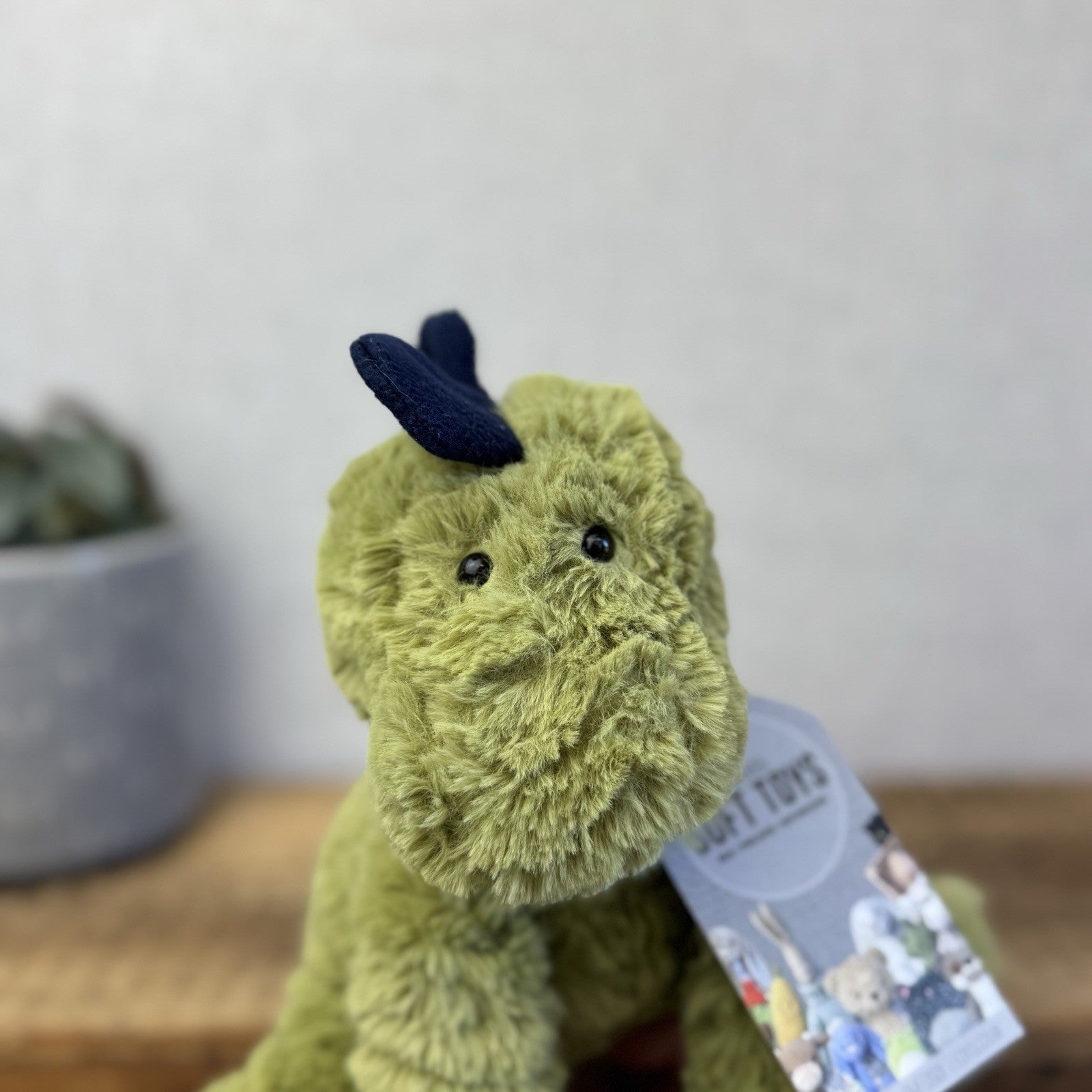 Joules Plush Green Dinosaur 8" Soft Toy - Medium Beanie Green Dino Plush Teddy 