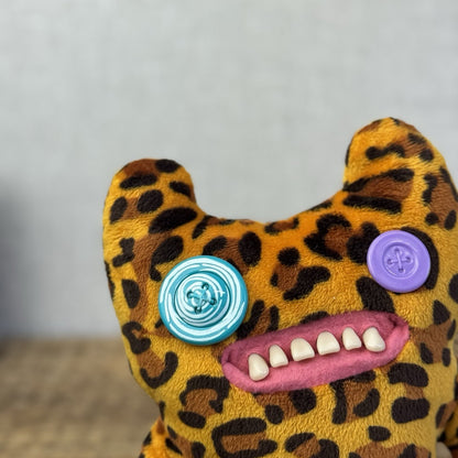 Fuggler Indecisive Monster Leopard Print Ugly Monster Button Eyes Retired