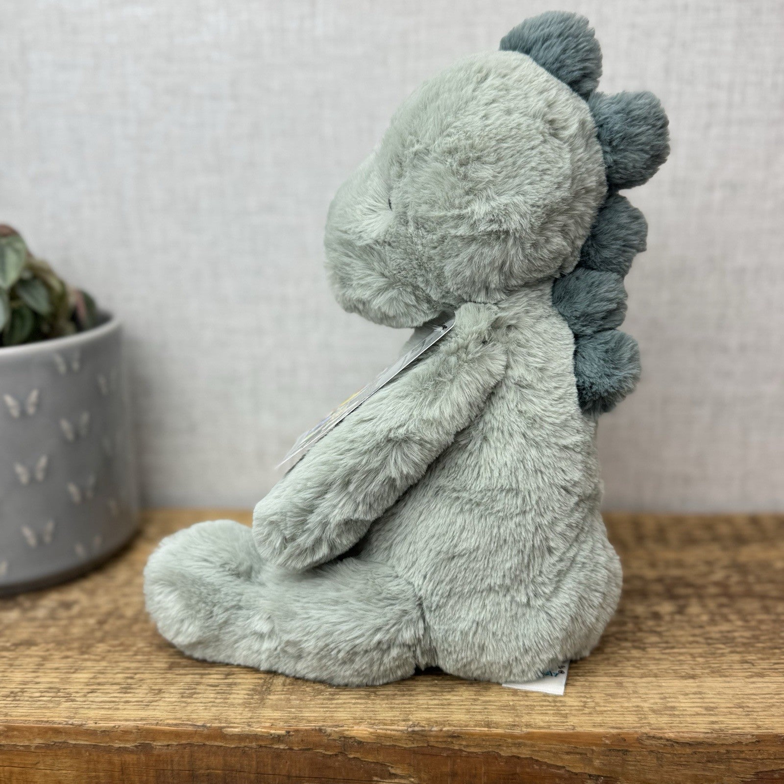 Jellycat Medium Puffles Dinosaur - Soft Light Green Super Soft Dino Plush 12"
