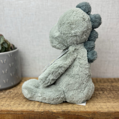 Jellycat Medium Puffles Dinosaur - Soft Light Green Super Soft Dino Plush 12"