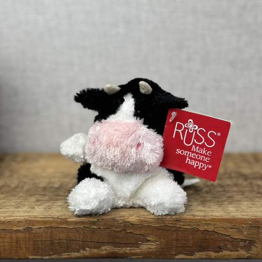 Russ Berrie Luvvies - Mini Pudding Fred The Cow Beanie Plush New With Tags 4"