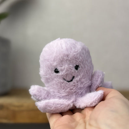 Jellycat Fluffy Octopus - Lilac Fluffy Octopus Plush Soft Toy - Pocket Pal 3"