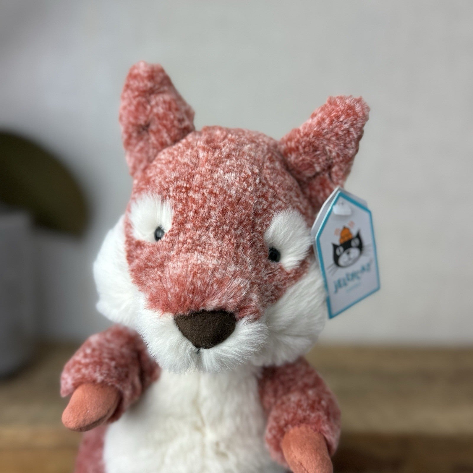 Jellycat Ambrosie Fox - Sitting Red Mottled Fox Beanie Plush Toy Woodland 9"