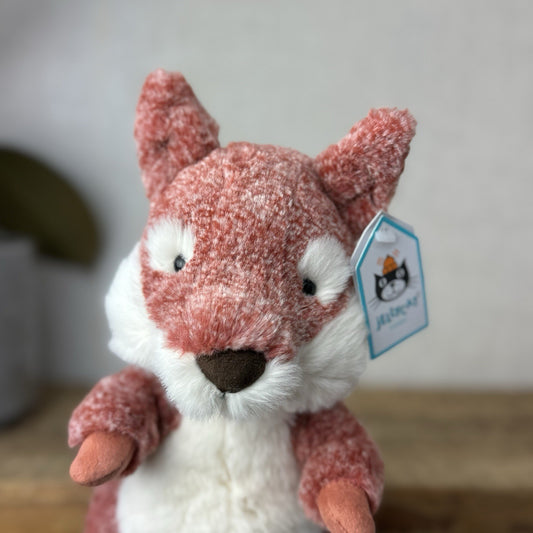 Jellycat Ambrosie Fox - Sitting Red Mottled Fox Beanie Plush Toy Woodland 9"