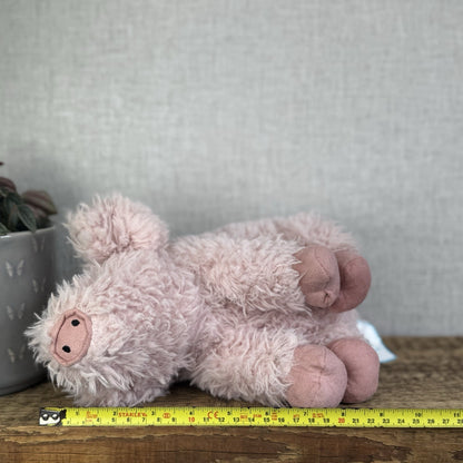 Jellycat Curvie Pig - Sitting Fluffy Curly Pink Plush Beanie Medium 9" (Tags)