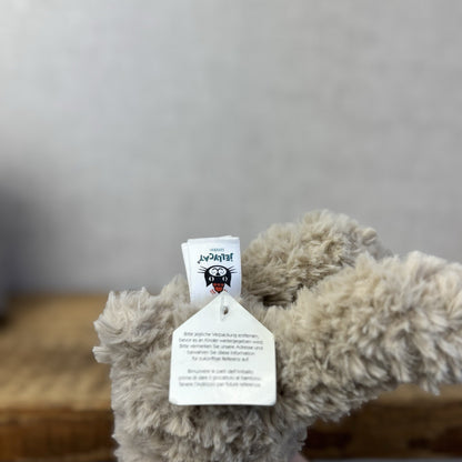 Jellycat Small Fletcher Bear - Retired Small Textured Light Grey Bear Beanie 7"