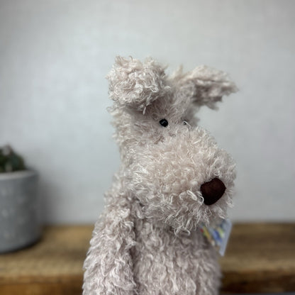 Jellycat Large Scamp Pup - Curly Beige Terrier Soft Toy Beanie Vintage 18"